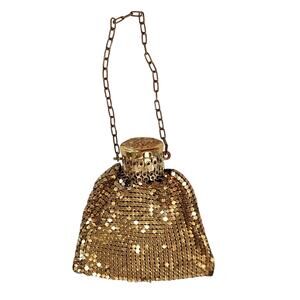 Antique 1930s Gold Chain Maille Mesh Evening Bag Art Deco Cocktail Floral Cap